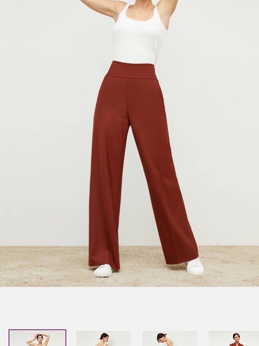 MM LAFLEUR Wide-Leg High-Waist Pants in Burnt Red Brownish Color Size 4 nwt
